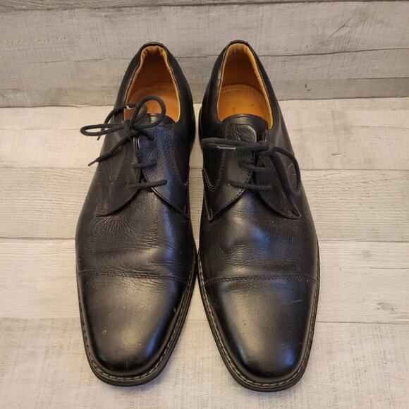 Mens Black Leather Lace-Up Dress Shoes Size 9.5 D - Picture 3 of 7